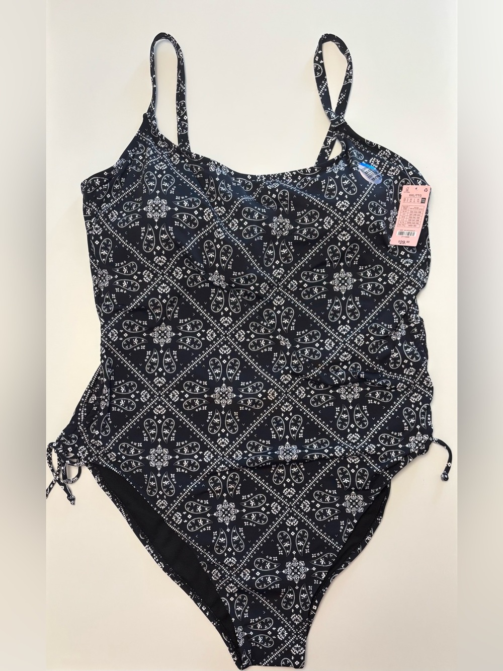One-Piece Swimsuit in Black Bandana Print